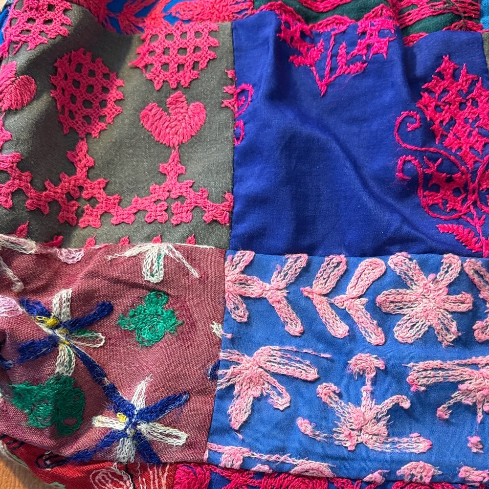 Boho Patchwork Embroidered Tote Bag in Multicolor - Picture 4 of 8